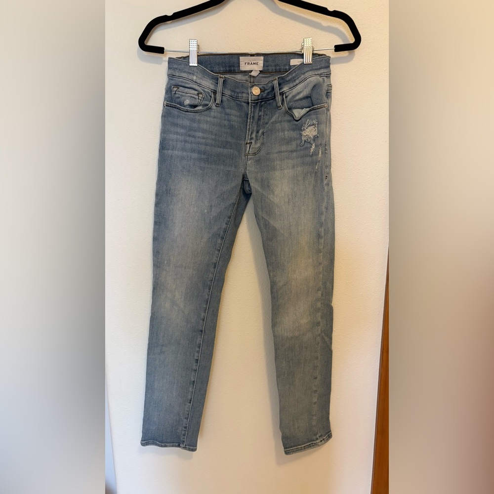 Frame Le Garçon Light Blue Mid Rise Crop Jeans